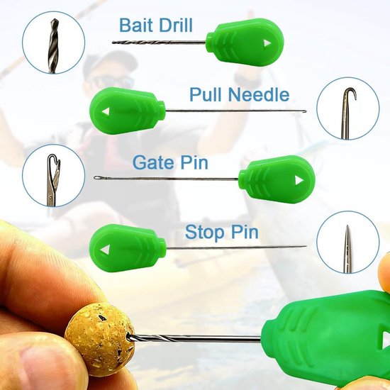 Karper Onderlijnen Set - Complete Visset met Haken en Boilienaald - Sterke Carbon Staal Haken - Verschillende Maten 6 8 10 - Voor Boilie Karpervissen - Karper Rig Set Onderlijnen Visaccessoires — afbeelding 3