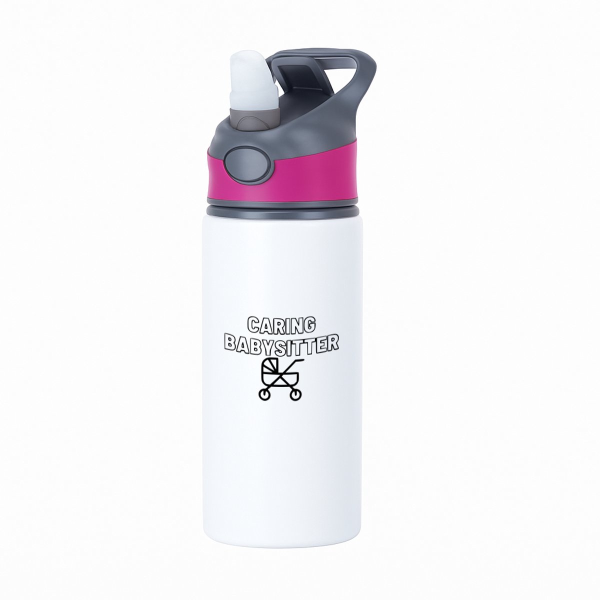 Hacebo® - Caring babysitter waterfles met rietje roze - Baby - Familie vrienden - Cadeau - water fles - 650ML