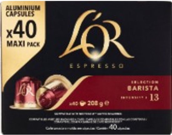 L'OR ESPRESSO Capsules Aluminium x40 Maxi Pack, Sélection Barista, Intensité 13.