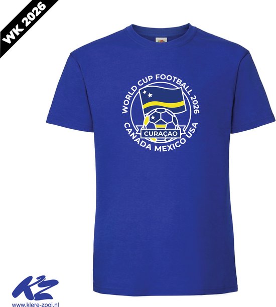 Curaçao - Unisex T-Shirt - L - Blauw - Curacao - WK Voetbal 2026 - World Cup Football