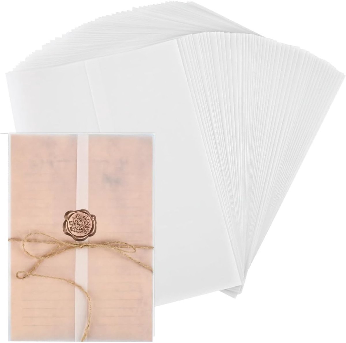 Vellum Papier voor Uitnodigingen - 50 Stuks Prefolded A5 Translucent Wrap voor Bruiloft, Babyshower en Feestdecoratie
