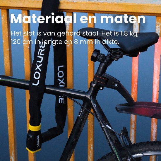 Loxure Fietsslot met Alarm - 120 Decibel Alarmsysteem - Anti-Diefstal - 120 cm lengte - 8 mm dikte - Gehard Staal - 2 Jaar Garantie