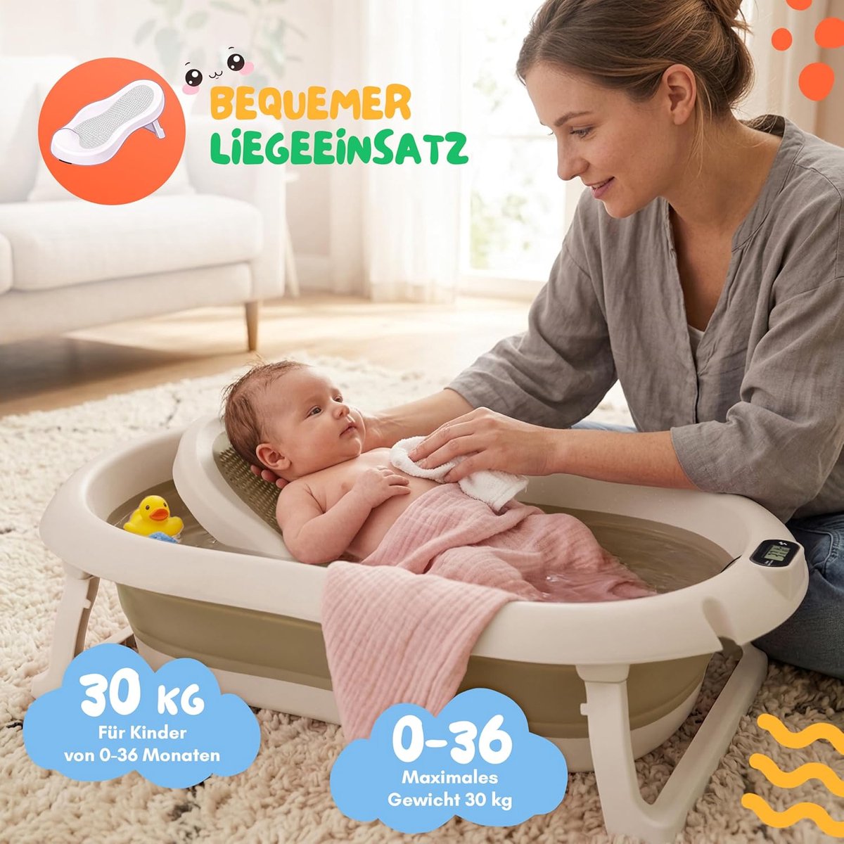 moovkee. Opvouwbaar Babybad 80 cm Beige thumbnail 4