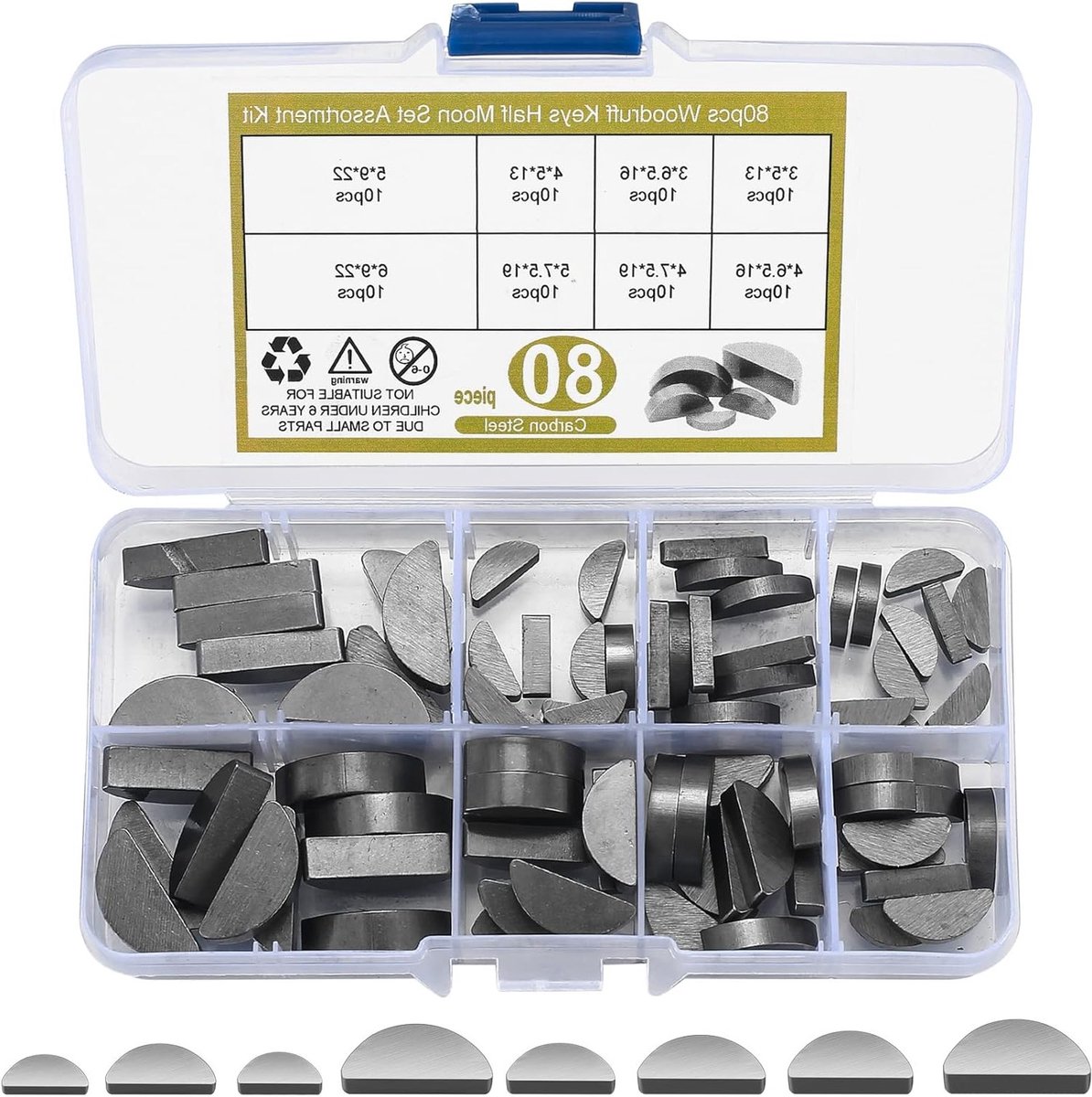 Compleet Assortiment van 80 Half Moon Spigot Sets voor Diverse Toepassingen, Inclusief 3-4-5-6mm Hollow Spigots, Ideaal voor Aandrijfsystemen en Vliegwielaccessoires