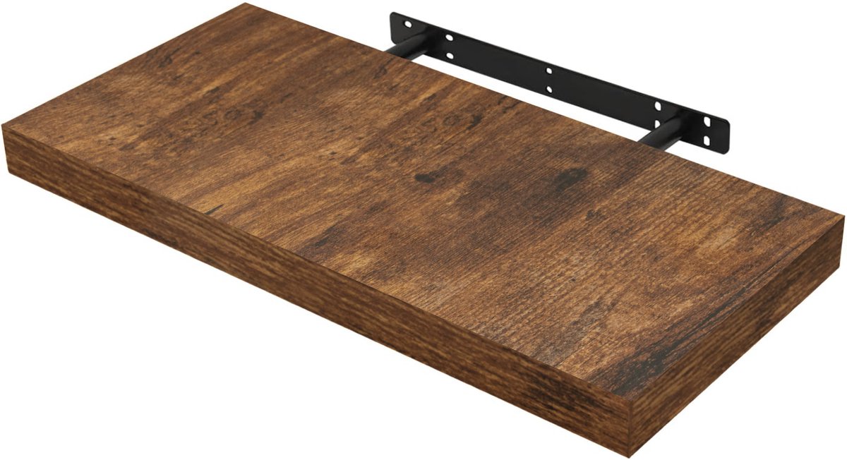 BukkitBow - Zwevende Wandplank - 10 kg Laadvermogen - Diverse Maten van 25-120cm - Muur Montage - Rustiek Bruin Hout - 60cm