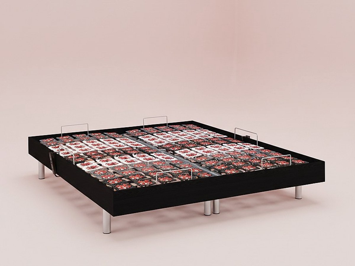 Vente-unique Handmatig verstelbare bedbodem 2x48 met contactplaatjes kleur zwart hout van Ysmée - 2x70x190cm - motoren OKIN