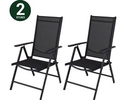 Gardington - Tuinstoelen – Klapstoel – Vouwstoel voor op Terras/Tuin/Camping – Tuinset – Campingstoel – Tuinstoel – Verstelbaar en Opklapbaar – Antraciet – Set van 2