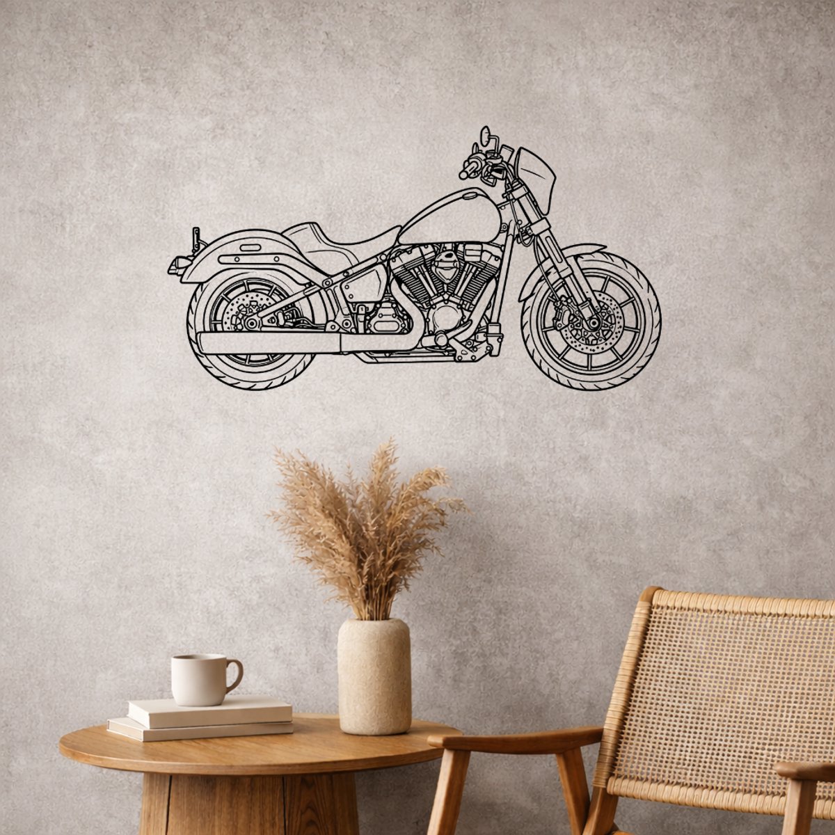 Harley Davidson Lowrider Wanddecoratie Hout – Motor Wanddecoratie – Cadeau voor Motorliefhebber – Garage of Mancave Decoratie – 35 cm – BR2Laser