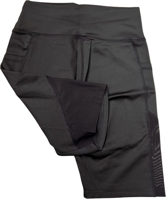 SparkNine Powermesh dames short - korte broek- fitness - stijlvolle mesh - met zakken - L - zwart - high-waist - ademend & squatproof — afbeelding 4