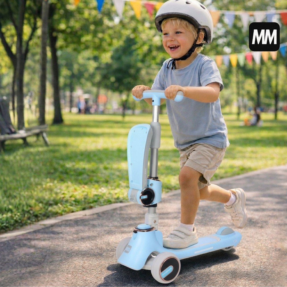 MiniMover 2in1 Kinderstep LED 3 wielen, loopfiets & step tot 50kg thumbnail 3