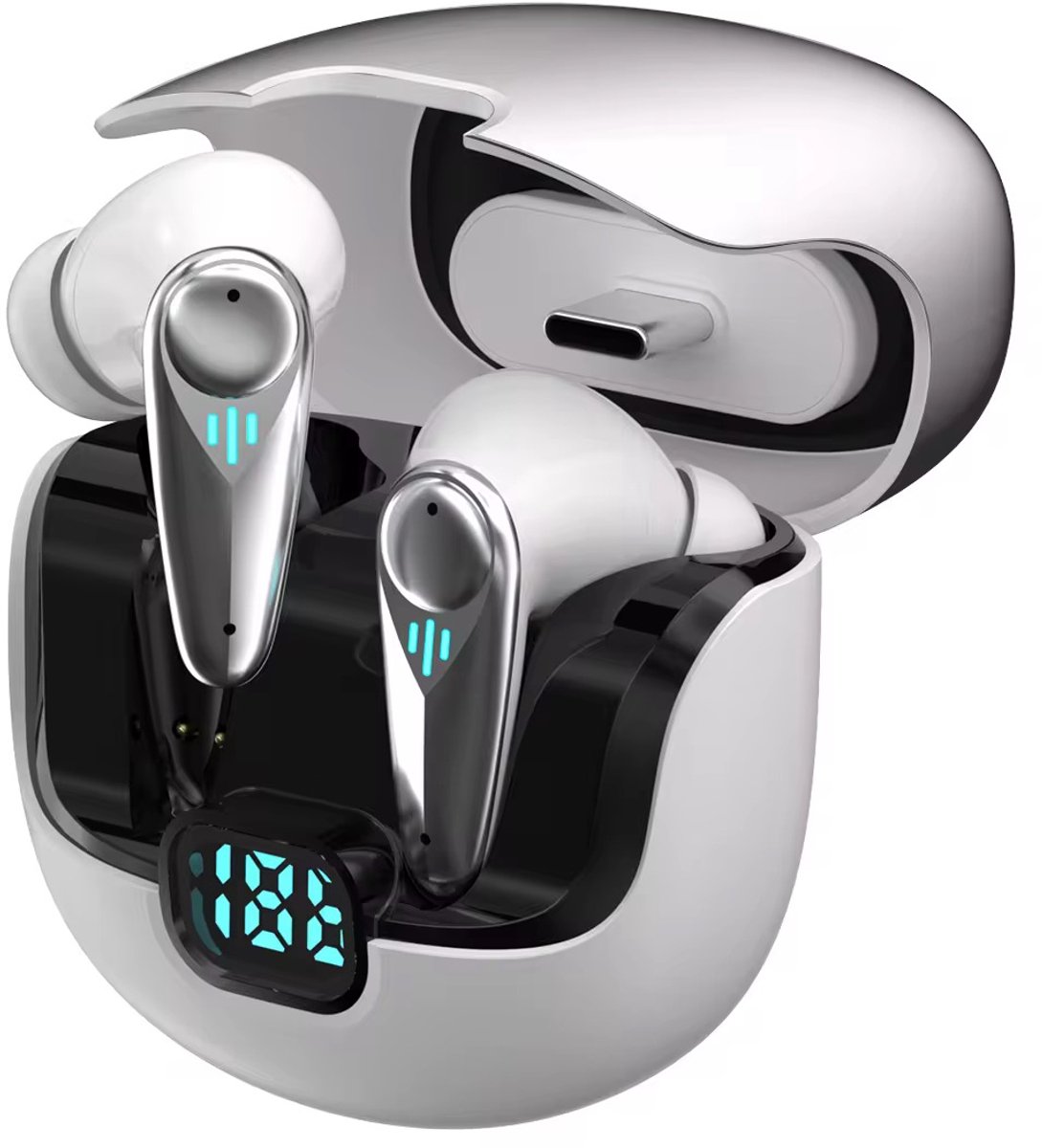 Draadloze oordopjes - In Ear oordopjes - Premium Geluidskwaliteit - Met Adaptive Noice Cancelling - Gaming Mode met 2.4G Adapter - Bluetooth 5.4 - Perfect voor bellen en muziek luisteren