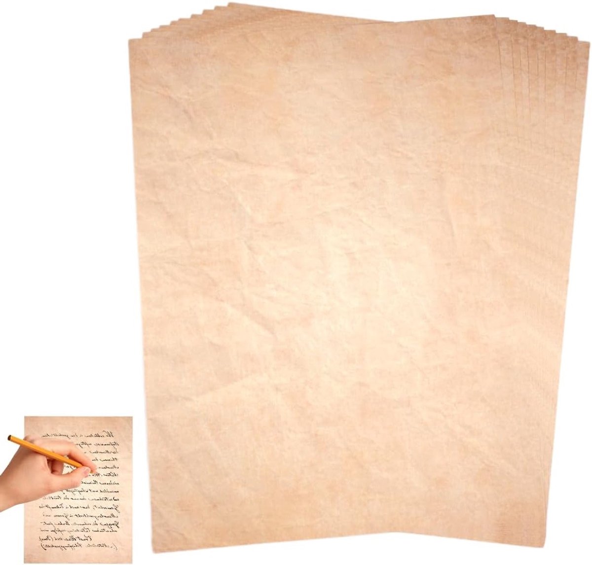 Vintage papier set van 70 vellen, 21 x 28,5 cm, 100 g, dubbelzijdig bedrukt, perfect voor brieven, dagboeken en ambachtelijke uitnodigingen