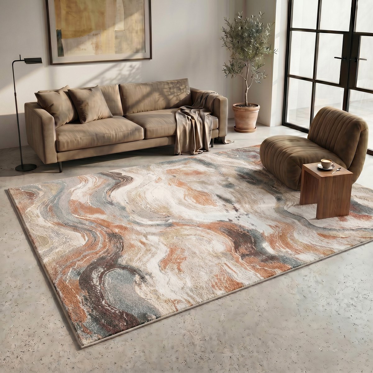 Studio Clarice Abstract vloerkleed - Xavier Wave Blauw/Rood - 200x290cm