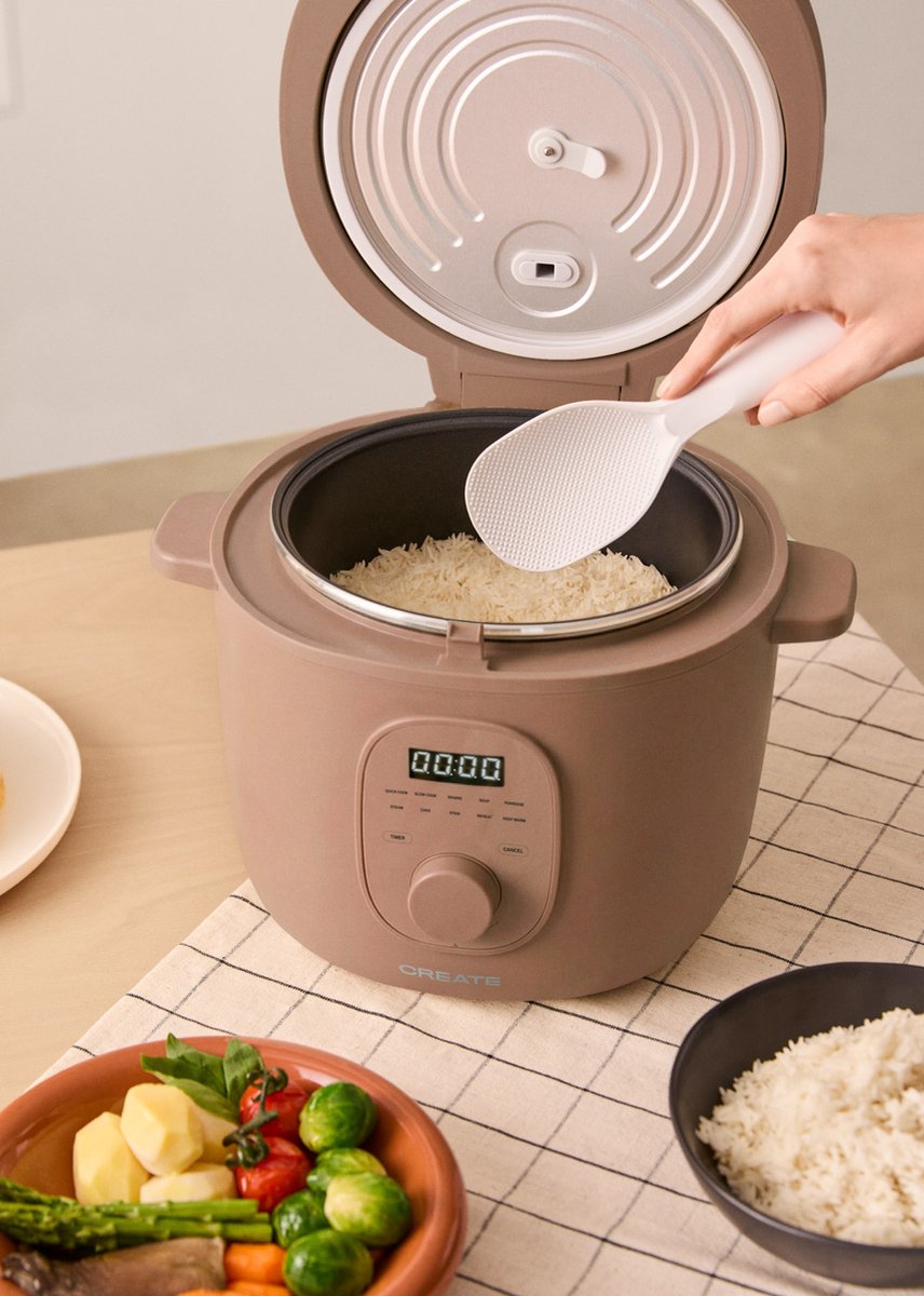 CREATE - Multifunctionele elektrische rijstkoker met stoommandje - Mokka - 3L - RICE COOKER STUDIO thumbnail 4