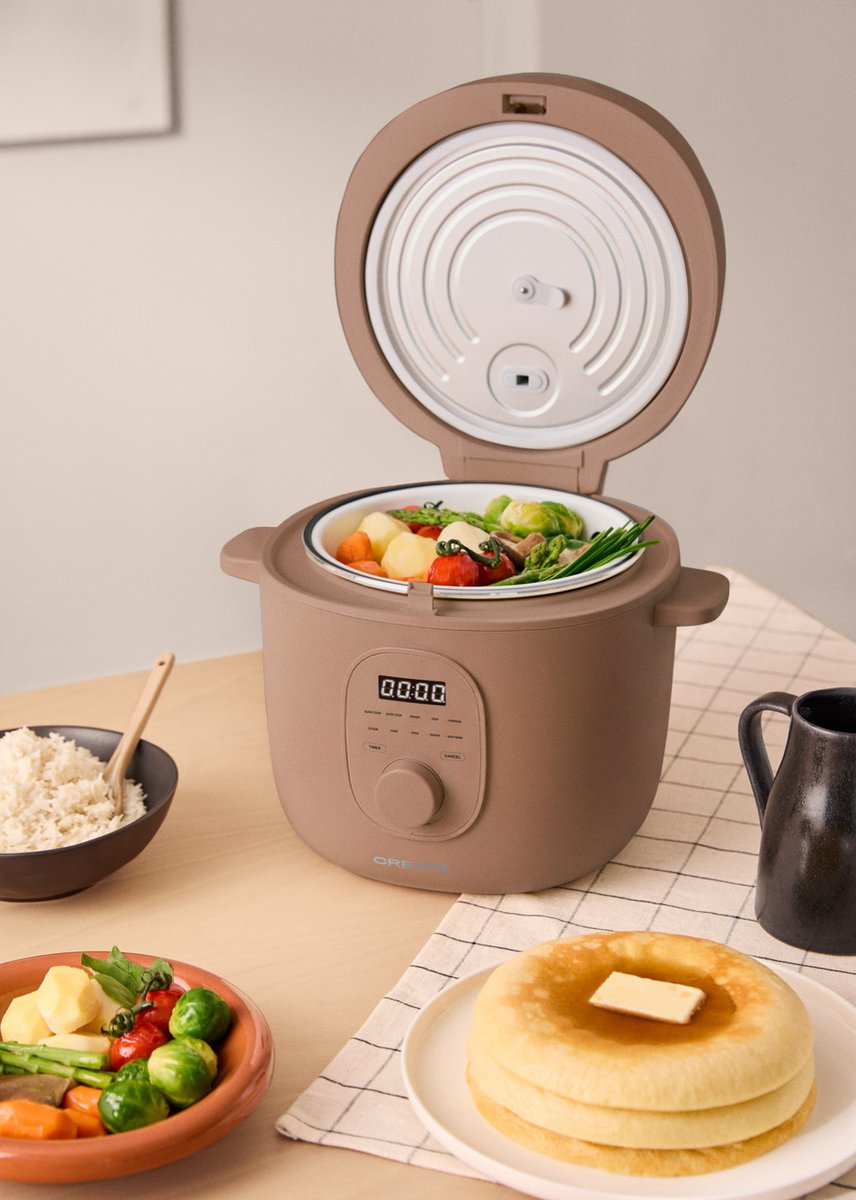 CREATE - Multifunctionele elektrische rijstkoker met stoommandje - Mokka - 3L - RICE COOKER STUDIO thumbnail 5
