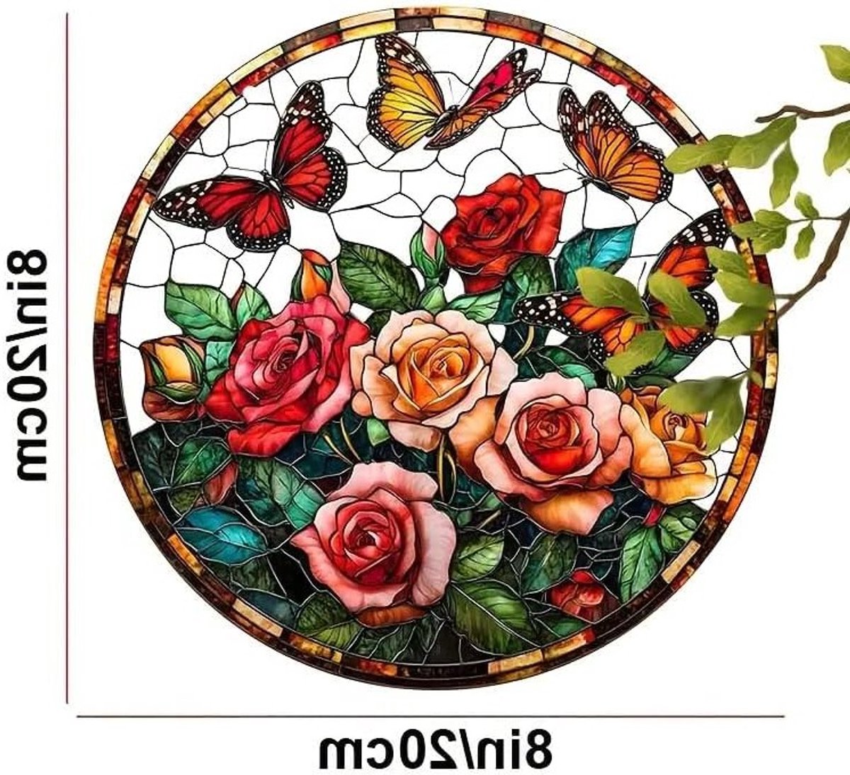 Kleurrijke Vlinder Gegraveerde Glasraam Zonlichtvanger, Bloemen Decoratie voor Raam en Muur, Uniek Cadeau voor Verjaardagen en Feestdagen