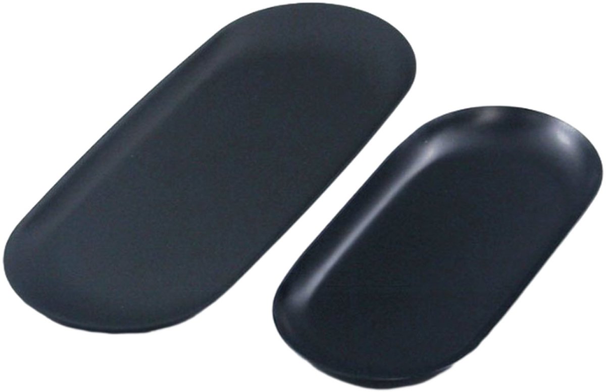 Cuhostki 2 Stuks Ovale Rvs Dienbladen - Zwart - 18*8.5cm En 23*9.5cm - Praktisch En Stijlvol