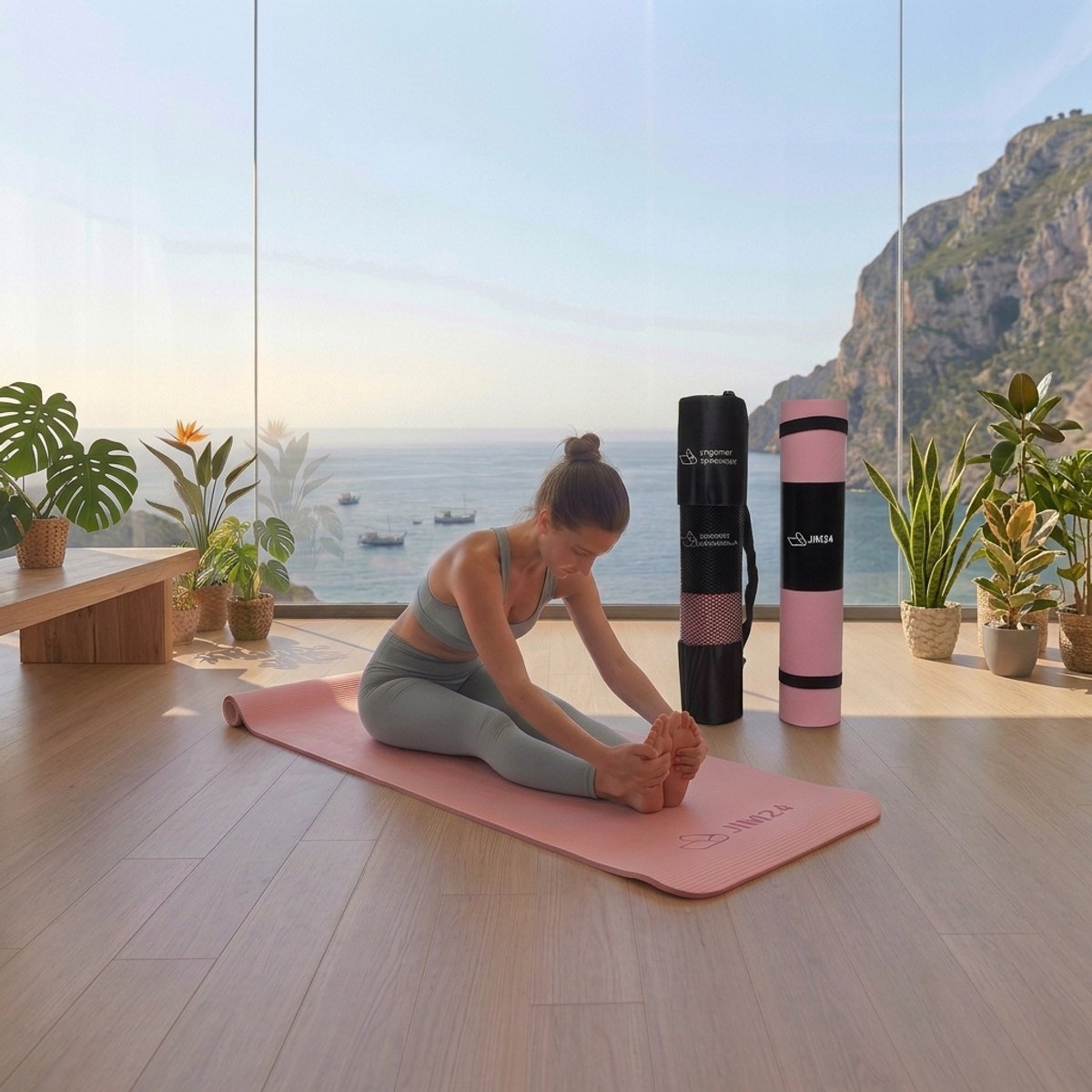Jim24 Yogamat - Yoga Mat Antislip - Zalmroze thumbnail 2