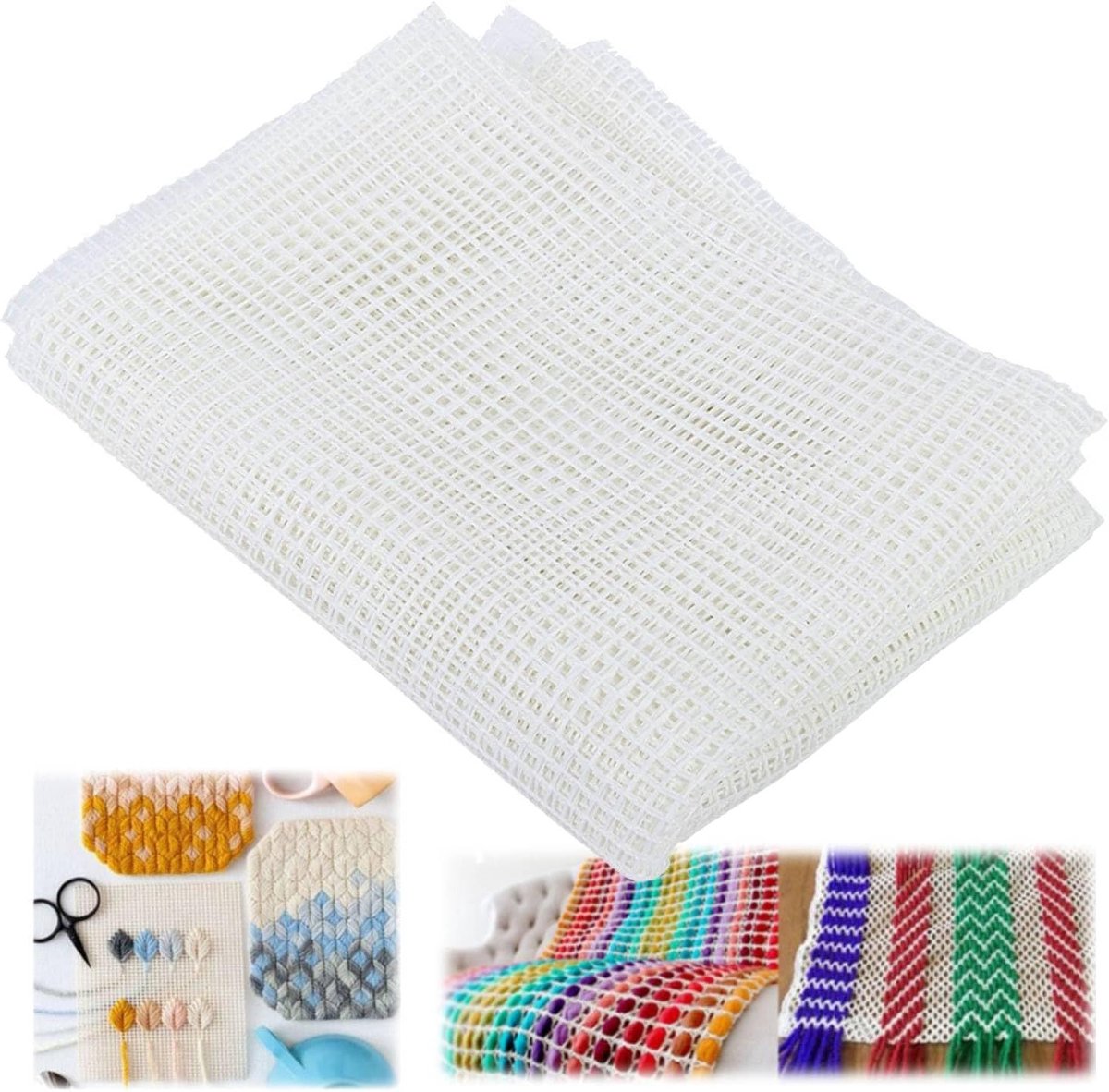 Blank Mesh Canvas voor DIY Projecten, Plastic Haak en Gereedschapset voor Borduur- en Haakwerk (150x100cm)