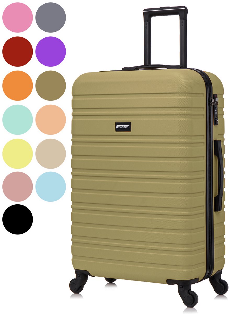 BlockTravel® Reiskoffer Groot 74L - Grote Koffer met TSA-slot - Reiskoffer met Wielen - Valies Grote Koffer - 4 Spinner Wielen - Lichtgewicht Koffer - Ruimbagage Koffer - Koffer Large - 72cm - Olijf groen