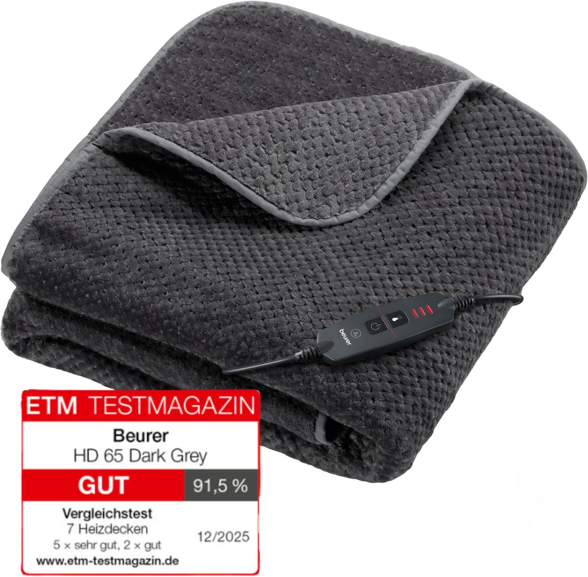 Beurer HD 65 Dark Grey Warmtedeken - Elektrische Deken 1 - Beurer - €38,78