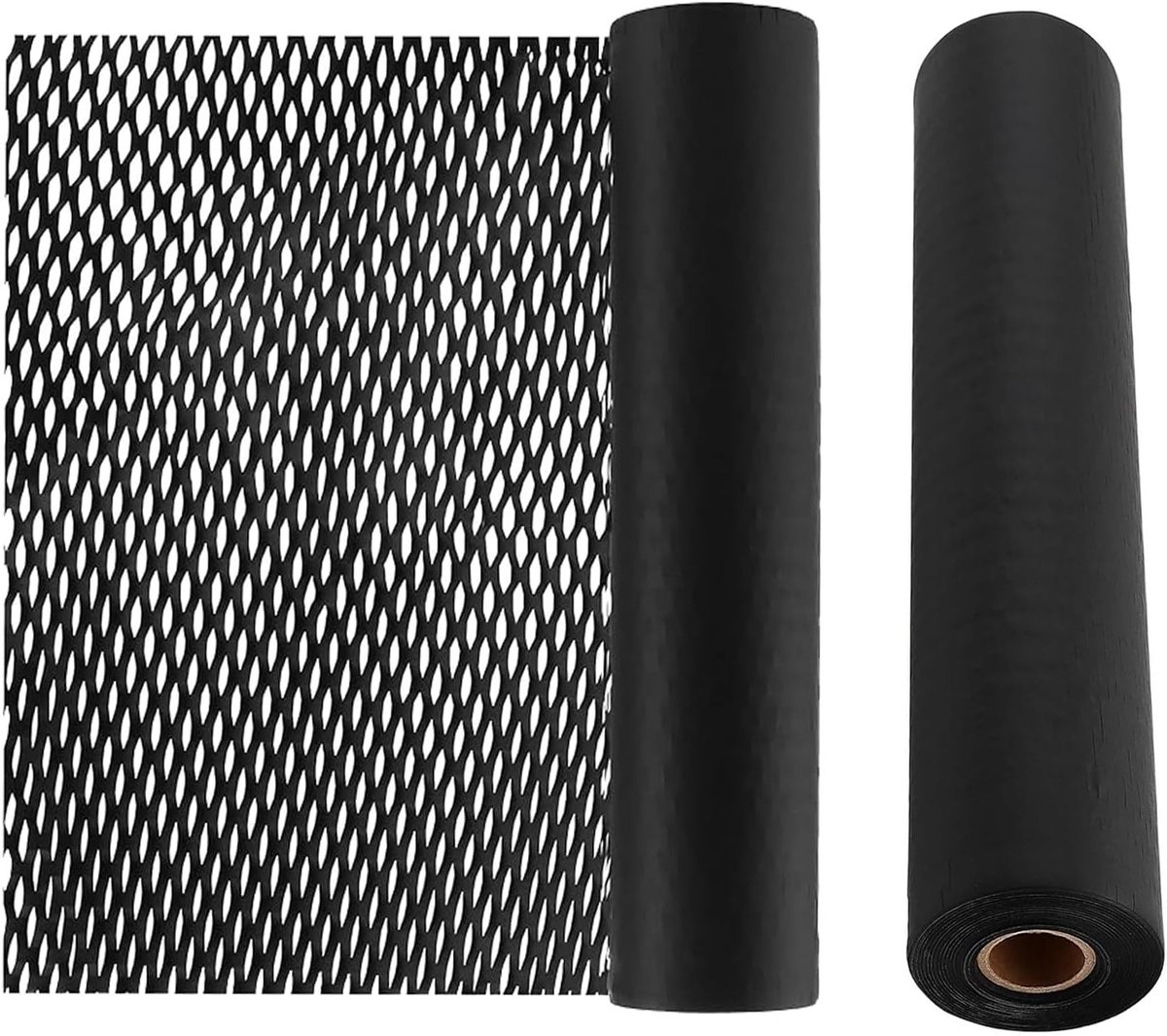 Zwart Honingraat Verpakkingspapier 30cm x 30m - Kraft Inpakpapier voor Verpakking en Transport van Producten, Cadeaus en Decoratie