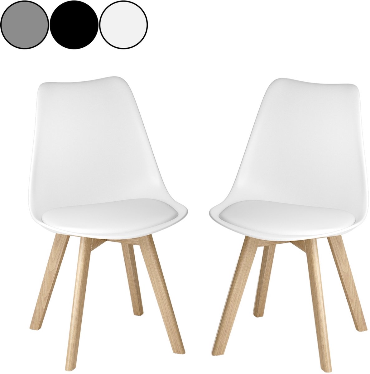 Bealife TB18 Eetkamerstoel - Set van 2 - Kuipstoel – Beukenhouten onderstel – Wit