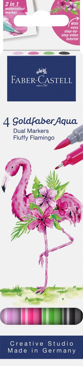 Duo aquarelmarker Faber Castell Goldfaber karton etui 4 stuks Fluffy Flamingo - FC-164507