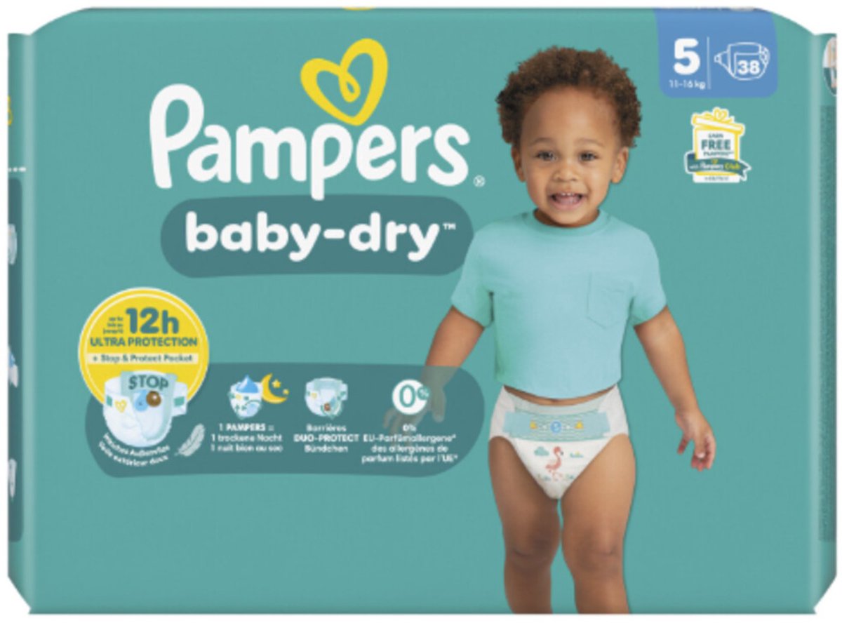2x Pampers Baby Dry Luiers Maat 5 (11-16kg) 38 stuks