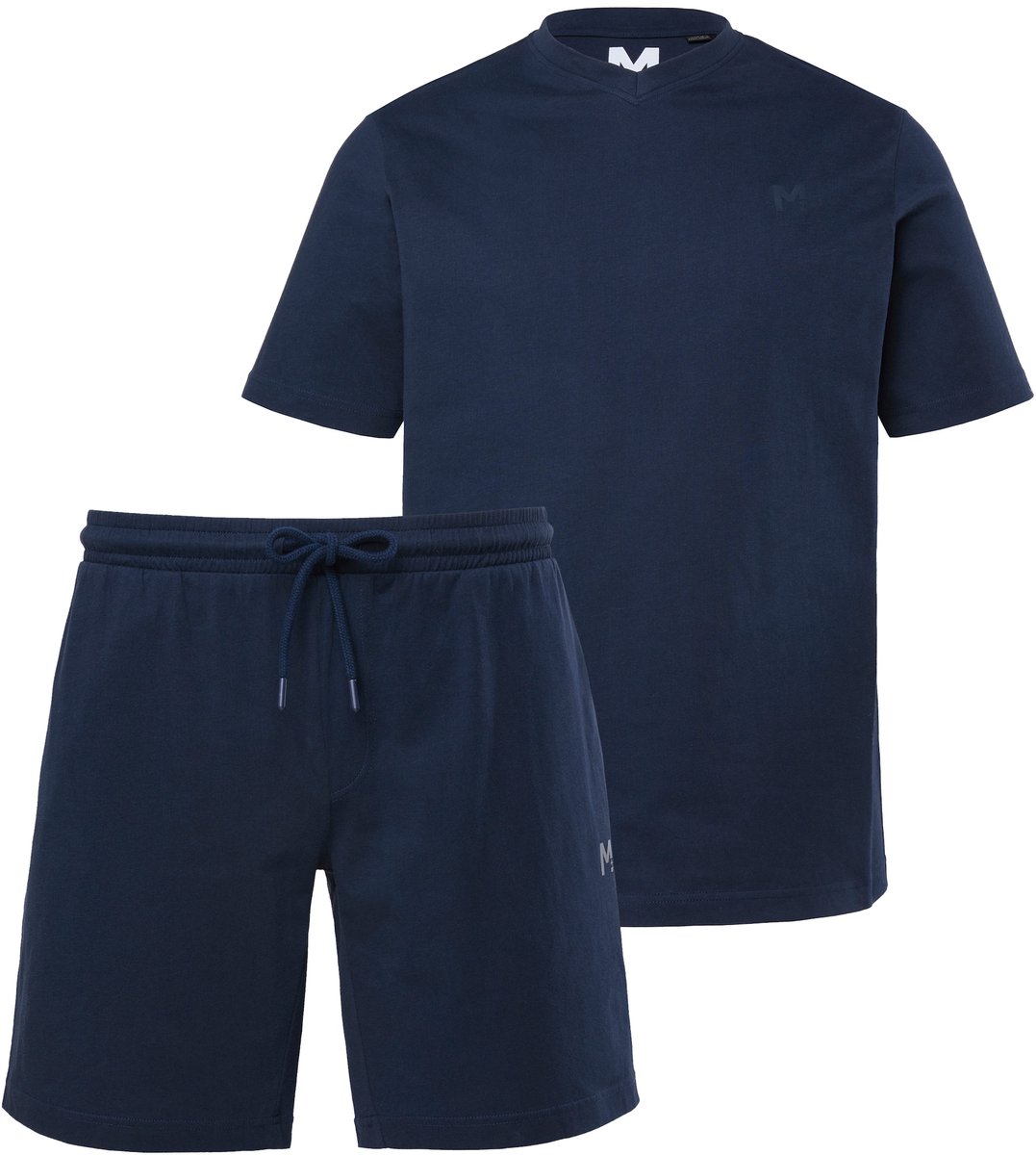 Men Plus - Heren - Pyjama tweedelig kort model basic - Navy blauw - Maat 7XL