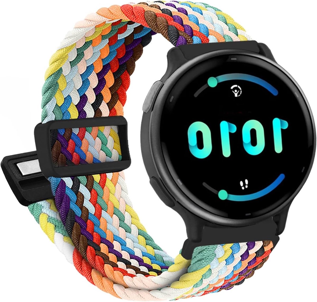 20mm Gevlochten Elastische Armband met Magneetsluiting voor Garmin Vivoactive 5, Venu Sq en Venu 2 Plus, Comfortabele Nylon Stretch Polsband voor Forerunner 165