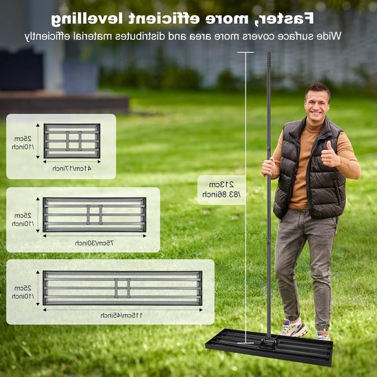 Robuuste Hark voor het Egaliseren van Grond, Verstelbare Handgreep, Tuin en Binnenplaats, 75 x 25 cm, Lengte 213 cm, Tuinaccessoire voor Efficiënt Werk — afbeelding 2