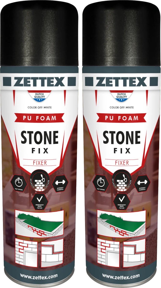 Stonefix HH Steenlijm - PU Blokkenlijm voor Stapelblokken - 2x 500 ml - Binnen & Buiten - Extra sterk - Beige