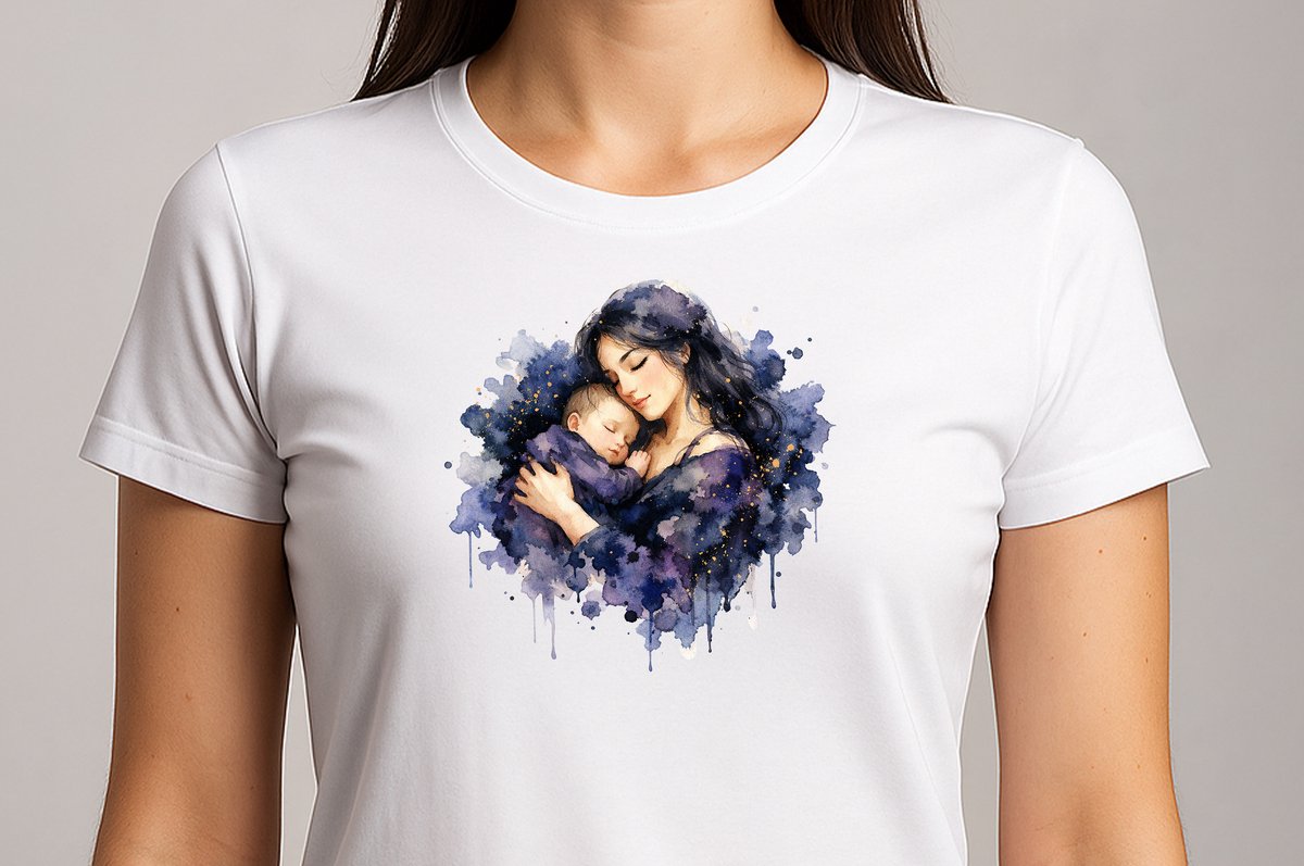 Liefdevolle Mama Baby Illustratie - T Shirt - cute - kawaii - Gift - Cadeau - schattig - schattigdesign - liefdesign - pastelkunst - Funny
