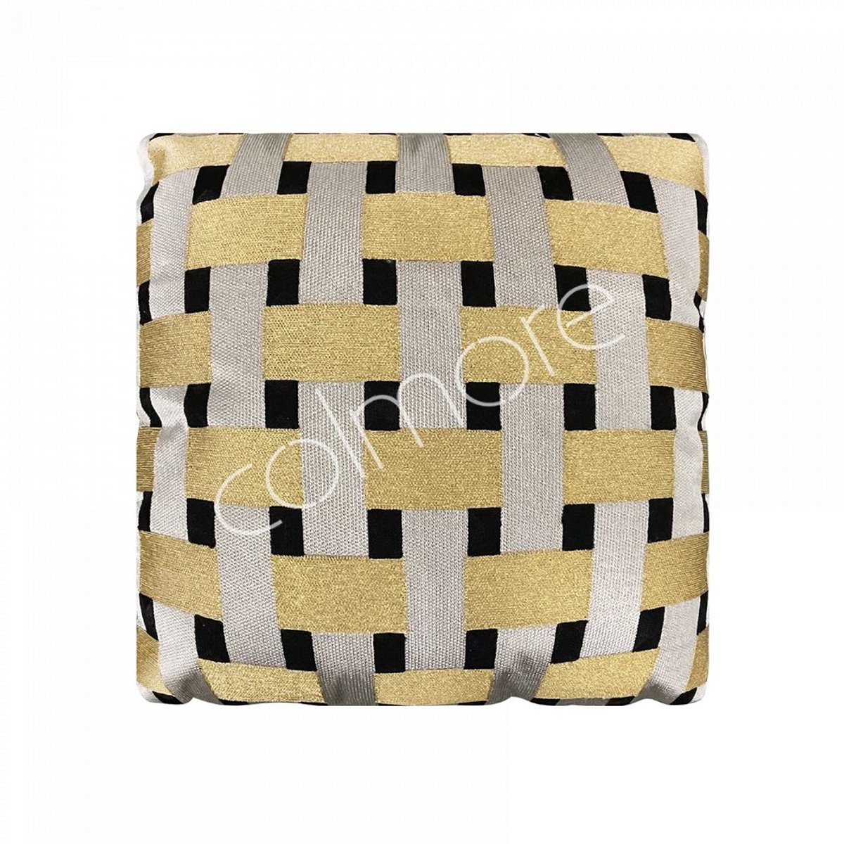 Kussen Colmore zwart/goud geborduurd 45x45
