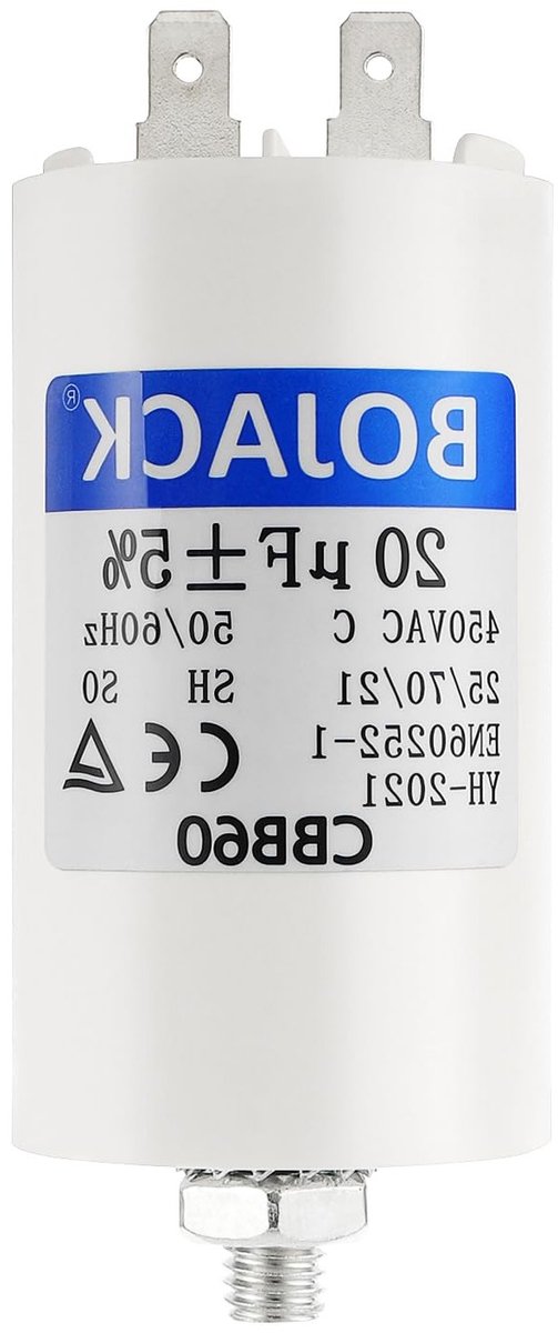Motor Capacitor 20 uF 450 V voor Elektrische Motoren en Zwembadpompen, 40 x 70 mm, M8 Plug, Startcapacitor voor 50/60 Hz Toepassingen