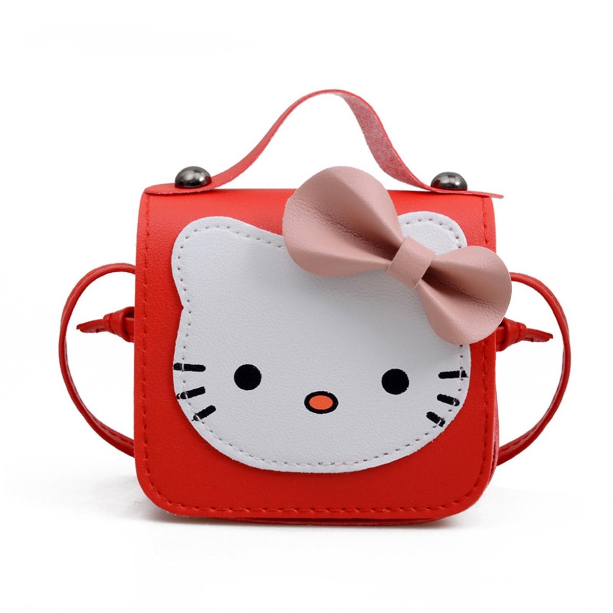 Jhubersproducts - Schoudertas voor Meisjes - Crossbody - met Strik - Rood - Mini Flap Bag - Geschikt voor Kinderen - 3 tot 12 jaar - Sleutels, Zakdoek