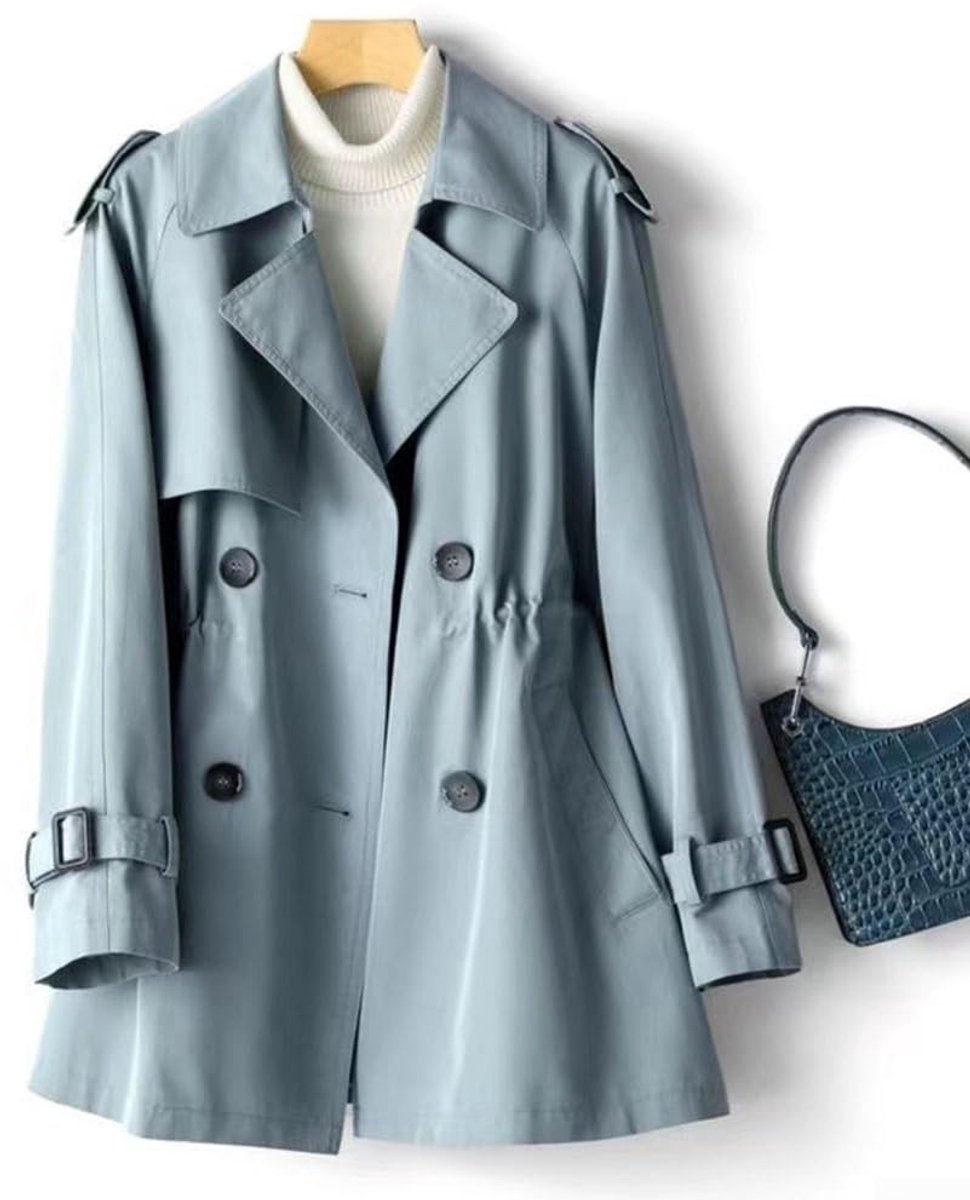 Livia home - Stijlvolle Herfstjas Dames - Middellange Trenchcoat - Windjack voor Looks - Blauw - Veelzijdige Jas - Perfect voor Herfst en Winter - Com