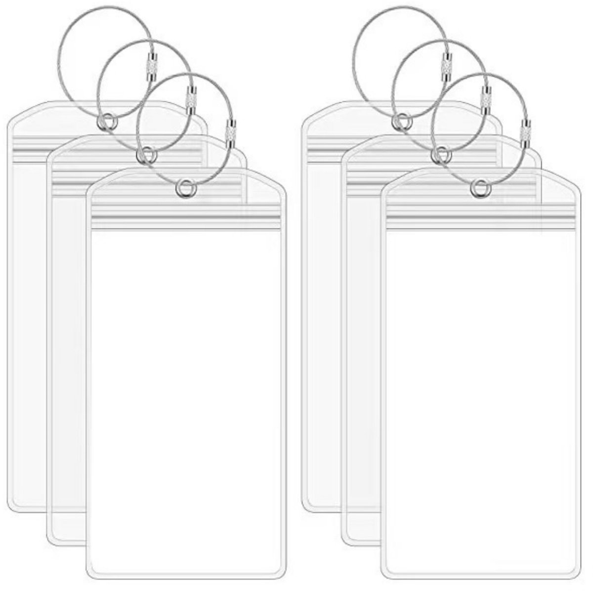 TOVBMUP Grote cruiseschip bagagelabel- Bagagelabels - Kofferlabels voor cruises - Kofferlabels - Met roestvrijstalen ring - Transparant - Waterdicht PVC-materiaal - Geschikt voor reistassen - 6 stuks - 19 x6.4 cm