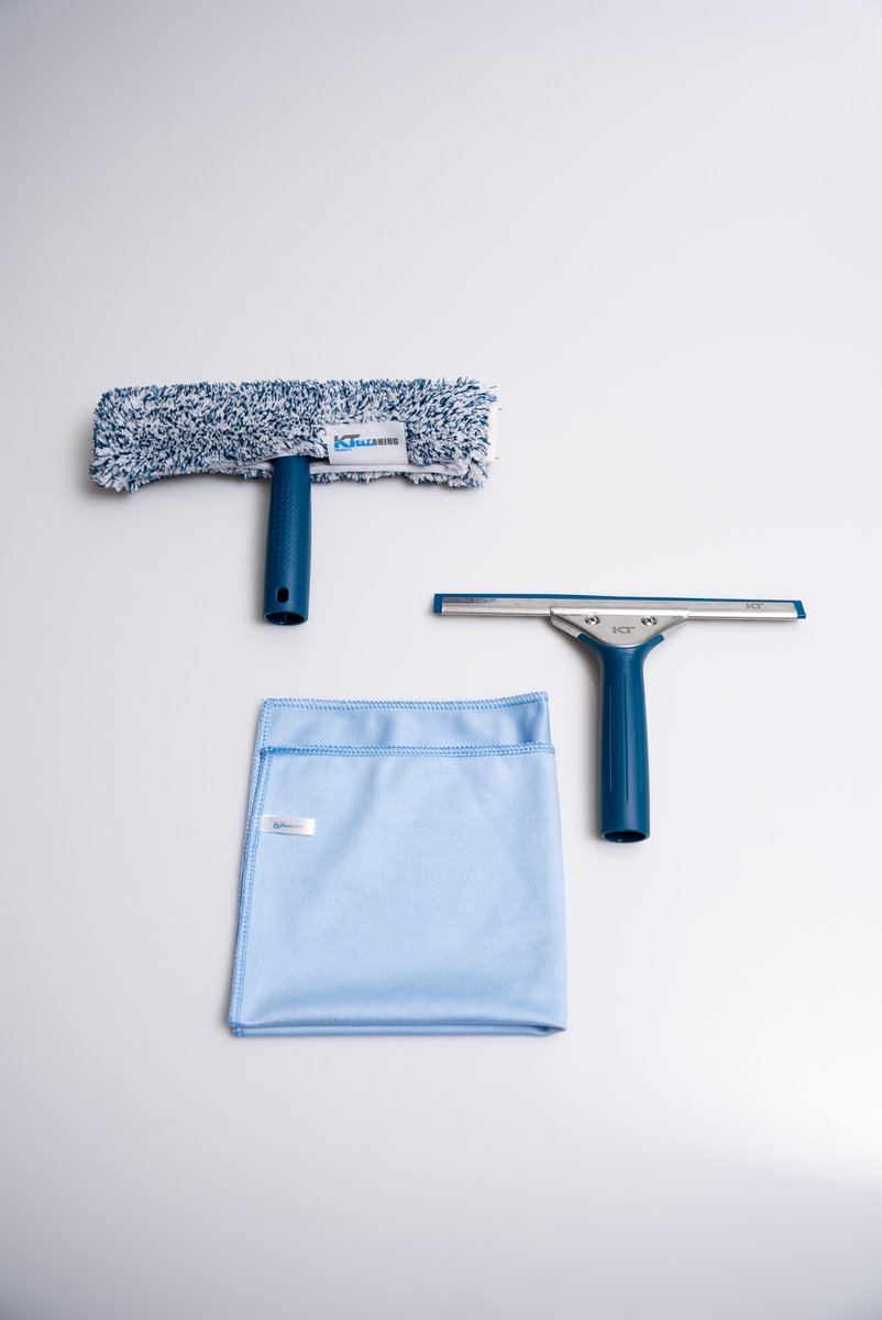 KT Cleaning Ramenwas Set - Inclusief 25cm Raamwisser, Inwasser & Microvezeldoekje voor Streeploze Resultaten