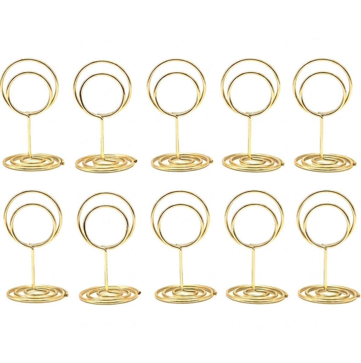 Goudkleurige metalen fotohouders set 10 stuks fotohouders naamkaart houders met ronde clip tafel nummer houder staand minimalistisch design