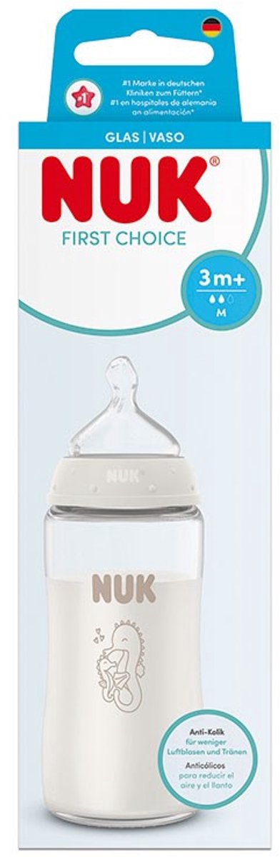 NUK First Choice+ Glazen Babyfles 240 ml Anti-Colic Speen 3+ Maanden van Merkloos — afbeelding 3