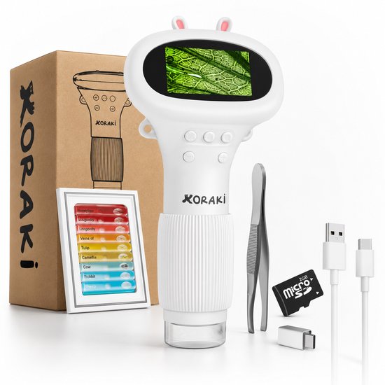 Koraki® Digitale Kinder microscoop met LCD Scherm - samen verkennen - Inclusief aansluiting voor telefoon/pc, SD kaartje en preparaat