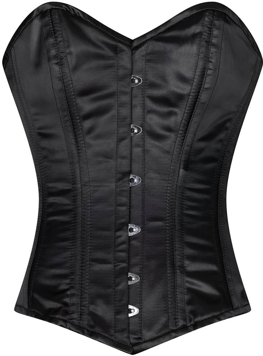 Succubus Clothing Satine Satijn Volborst Corset Zwart