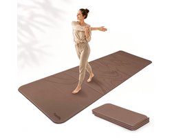 Funlife Opvouwbare Yogamat 190 x 66 cm - 10 mm Dik - Antislip Fitnessmat voor Yoga, Pilates en Thuis Workout - Bruin Flow Design