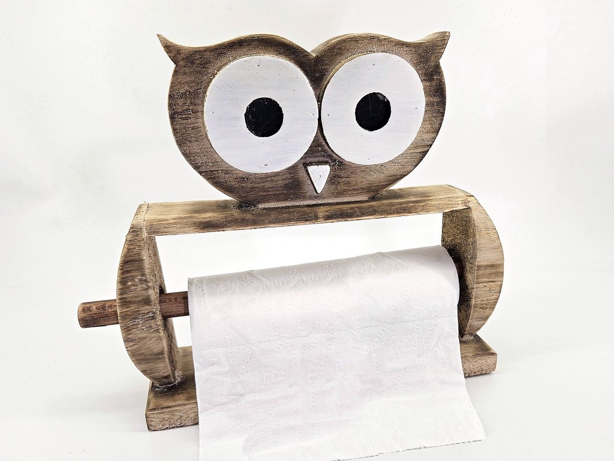 Keukenrolhouder uil 32x21cm natural