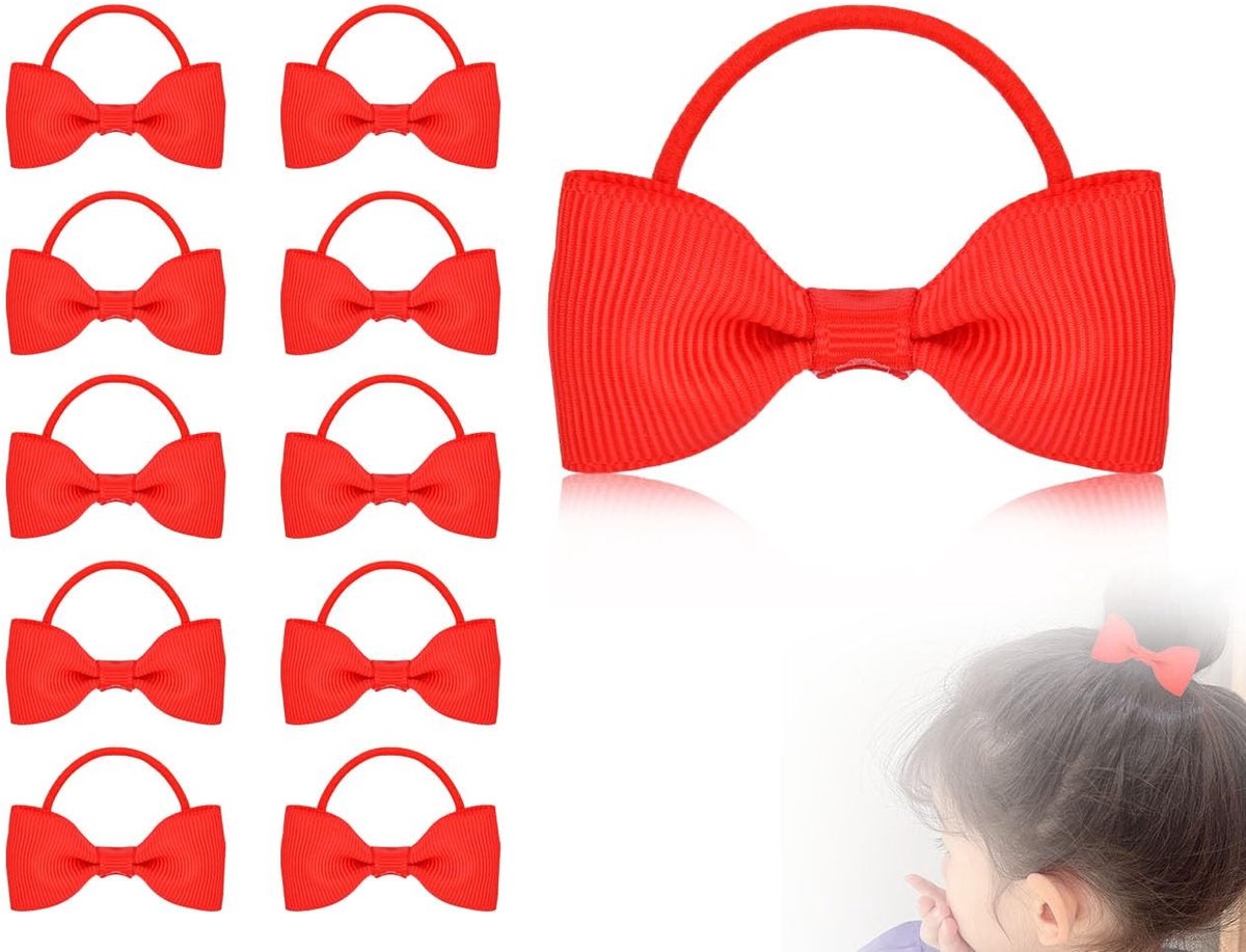 Jhubersproducts - Haarelastiekjes - Mini-elastiekjes - Perfect voor schattige kapsels - Rood - Hoofdstyling - Haaraccessoires voor babymeisjes - Set v