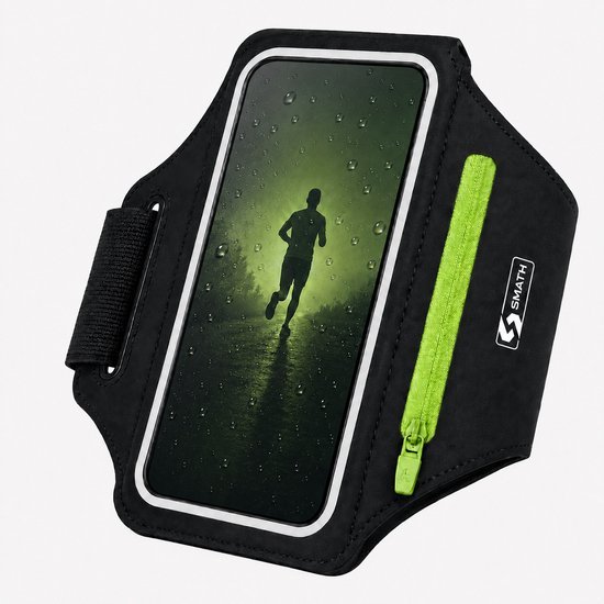 Brassard de sport Smath Luxe pour téléphone portable - Antidérapant - Zwart