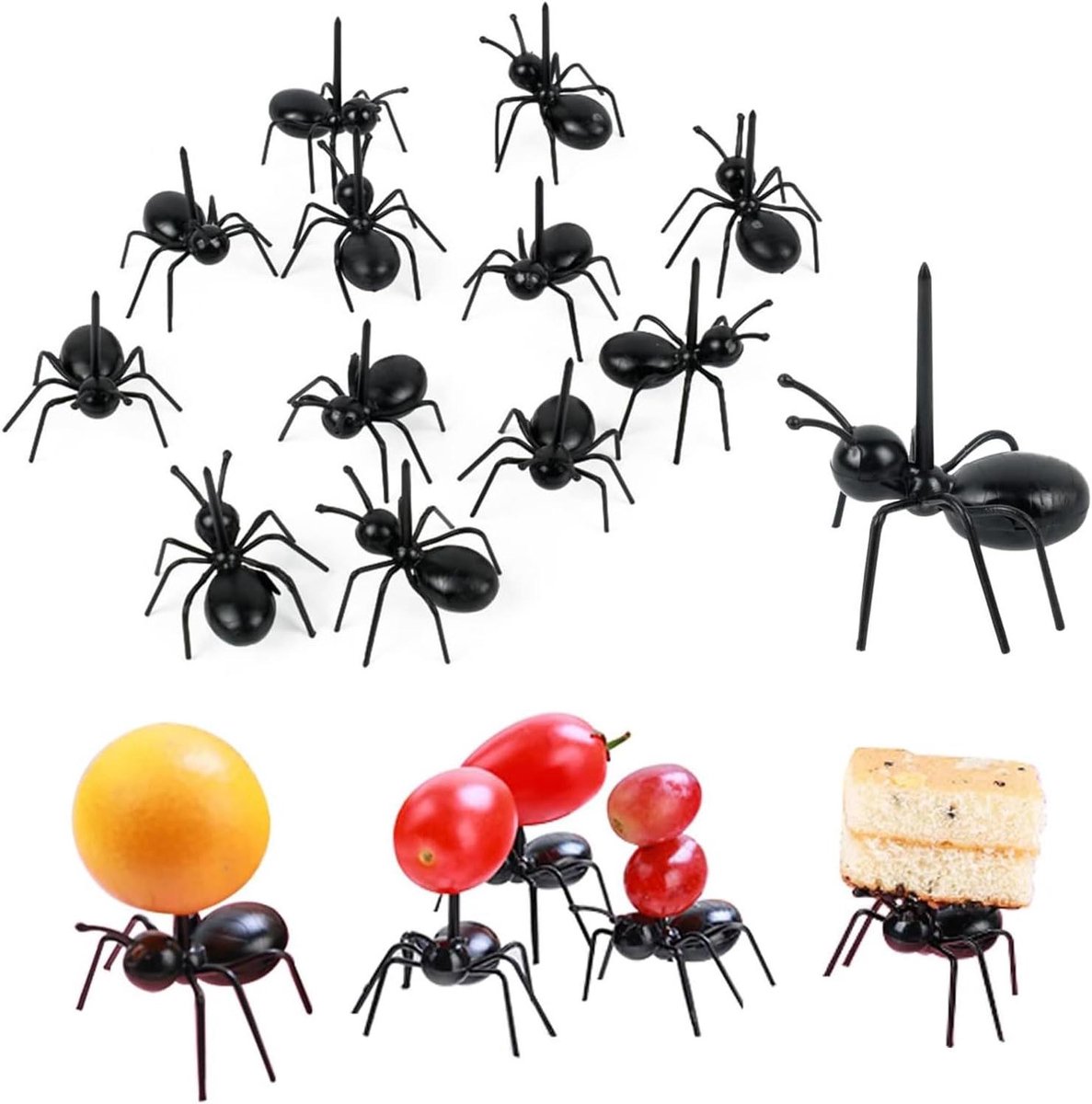 Vingerhap Prikkers - Ant Prikkers - Feestelijk Serveren - Creatief Ant Design - 36 Stuks - Zwart