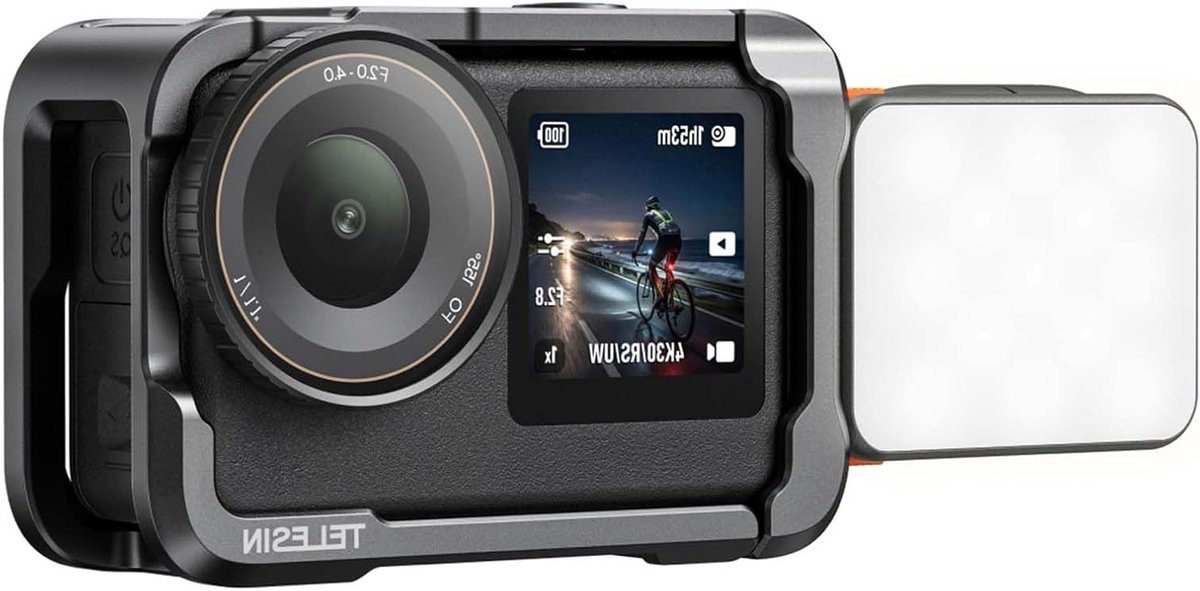 Aluminium Beschermframe met Magnetische LED Verlichting voor DJI Osmo Action 6 Camera, Snelle Bevestiging en 1/4" Schroef voor Optimale Bescherming en Functionaliteit